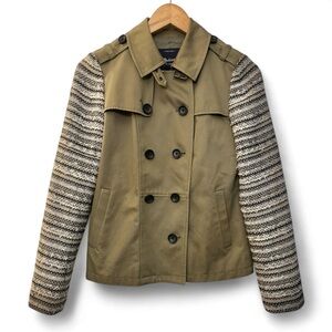 Madewell Women’s Olive Green Cross-Weave Sleeve Short Trench Jacket Size XS NWOT